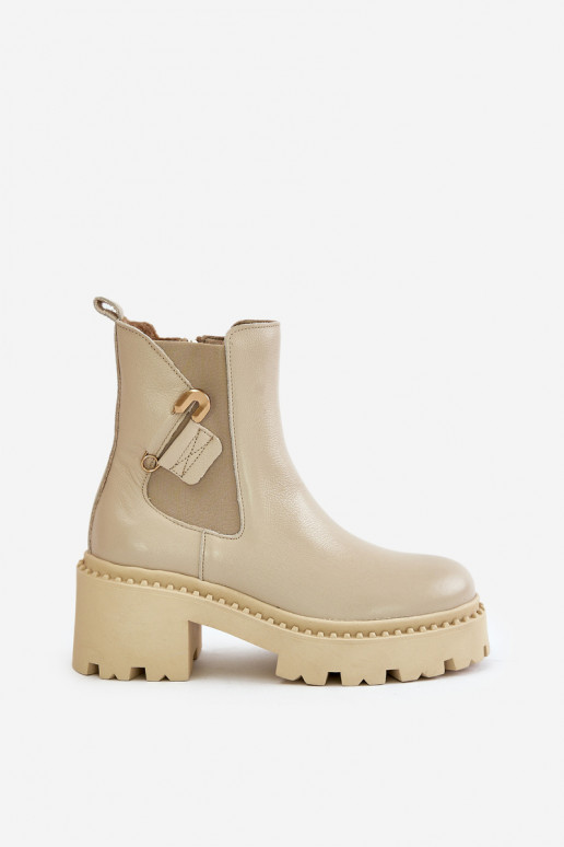 Zazoo 60490 Āda siltināti Sieviešu puszābaki ar ornamentiem Ziloņkaula krāsas Zazoo 60490 Āda siltināti Sieviešu puszābaki ar ornamentiem Ziloņkaula krāsas