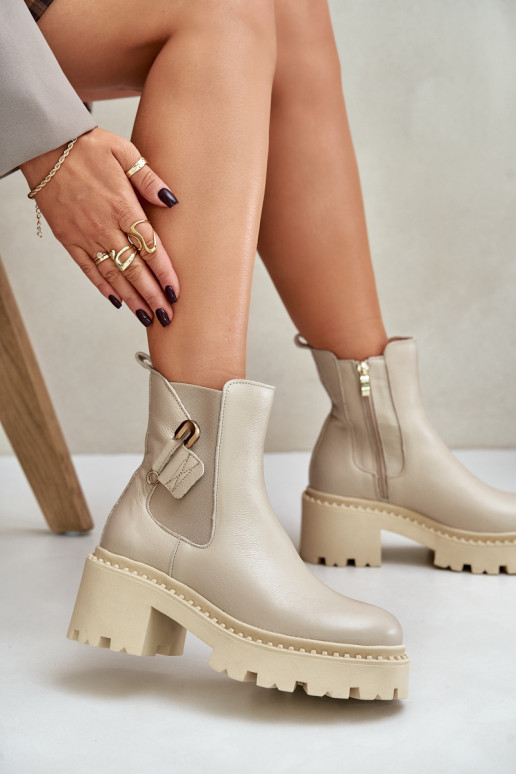 Zazoo 60490 Āda siltināti Sieviešu puszābaki ar ornamentiem Ziloņkaula krāsas Zazoo 60490 Āda siltināti Sieviešu puszābaki ar ornamentiem Ziloņkaula krāsas