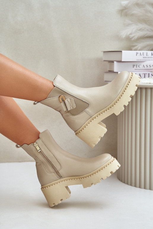 Zazoo 60490 Āda siltināti Sieviešu puszābaki ar ornamentiem Ziloņkaula krāsas Zazoo 60490 Āda siltināti Sieviešu puszābaki ar ornamentiem Ziloņkaula krāsas