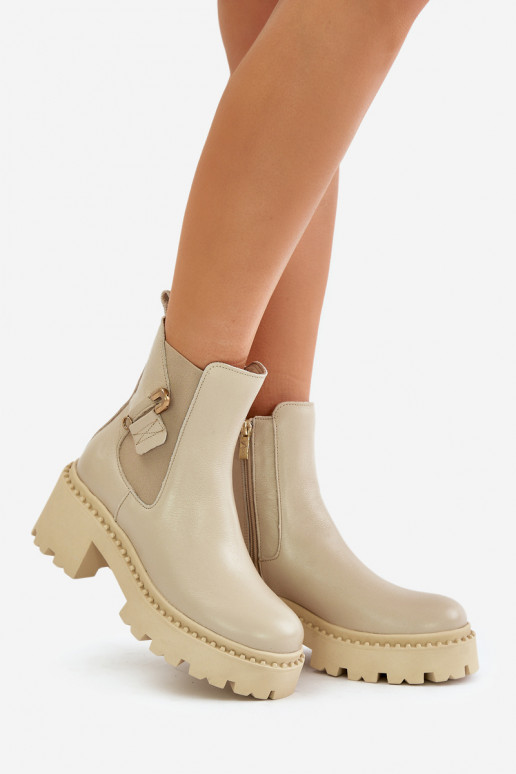 Zazoo 60490 Āda siltināti Sieviešu puszābaki ar ornamentiem Ziloņkaula krāsas Zazoo 60490 Āda siltināti Sieviešu puszābaki ar ornamentiem Ziloņkaula krāsas