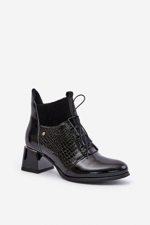 Zazoo 60503 Āda Sieviešu puszābaki ar papēdi siltināti melnas krāsas Zazoo 60503 Āda Sieviešu puszābaki ar papēdi siltināti melnas krāsas