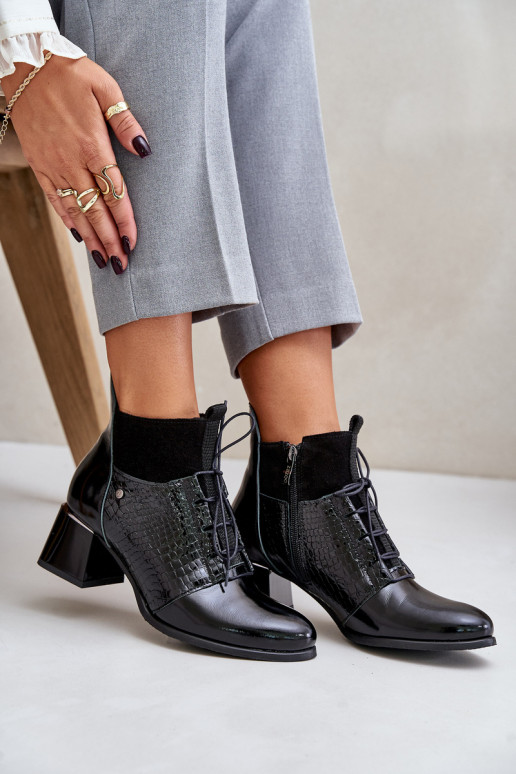 Zazoo 60503 Āda Sieviešu puszābaki ar papēdi siltināti melnas krāsas Zazoo 60503 Āda Sieviešu puszābaki ar papēdi siltināti melnas krāsas