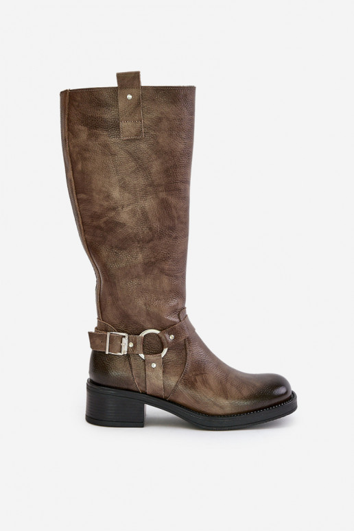 Zazoo 70141 Āda sieviešu garie zābaki Pirms ceļgala brūnas krāsas