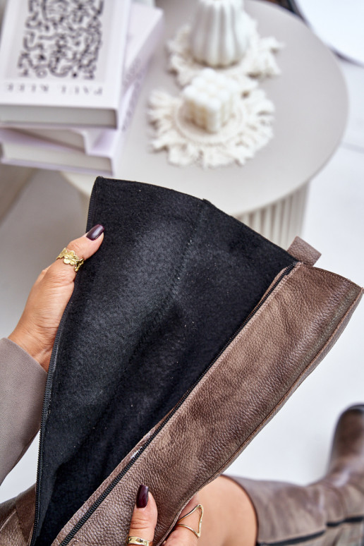 Zazoo 70141 Āda sieviešu garie zābaki Pirms ceļgala brūnas krāsas