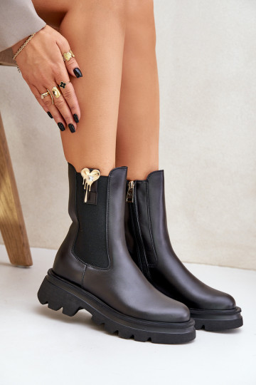 Āda stilīgi puszābaki ar dekorāciju CheBello 4537 melnas krāsas 2