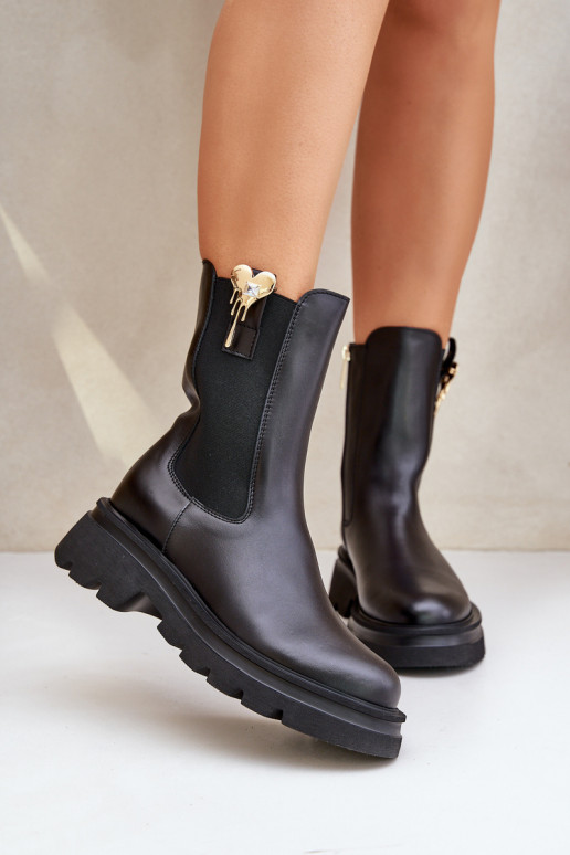 Āda stilīgi puszābaki ar dekorāciju CheBello 4537 melnas krāsas