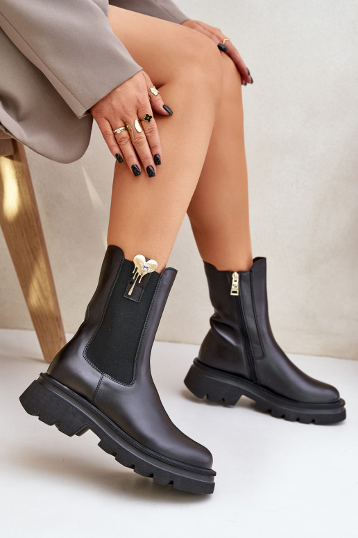 Āda stilīgi puszābaki ar dekorāciju CheBello 4537 melnas krāsas