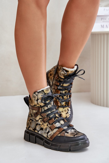 Āda zempapēžu Šņorējami puszābaki Tā irciejka 06158-25 Zelta krāsas