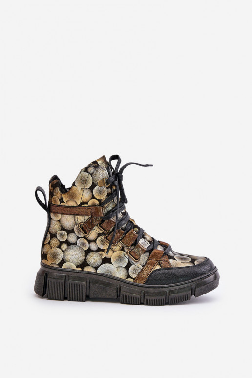 Āda zempapēžu Šņorējami puszābaki Tā irciejka 06158-25 Zelta krāsas