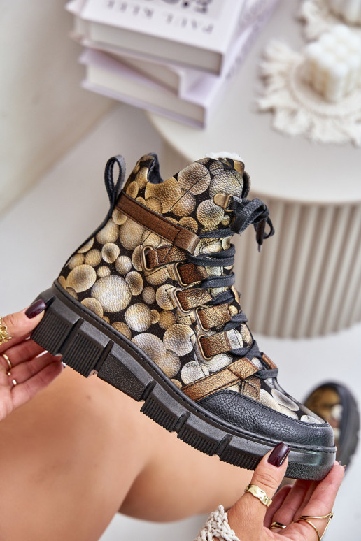 Āda zempapēžu Šņorējami puszābaki Tā irciejka 06158-25 Zelta krāsas