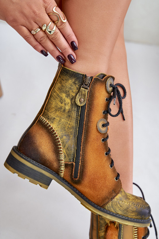 Āda Sieviešu puszābaki ar platiem papēžiem Tā irciejka 06719-07 Dzelteni