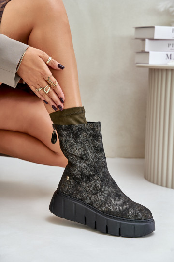 Āda Sieviešu puszābaki ar platformu Tā irciejka 06766-09 Haki krāsas