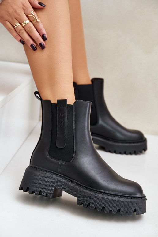 Āda siltināti stilīgi puszābaki Sieviešu Big Star OO274A386 melnas krāsas Āda siltināti stilīgi puszābaki Sieviešu Big Star OO274A386 melnas krāsas