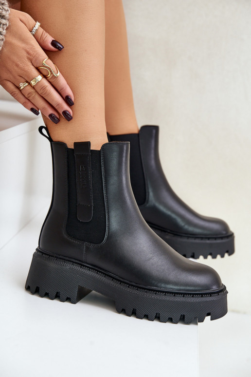 Āda siltināti stilīgi puszābaki Sieviešu Big Star OO274A386 melnas krāsas Āda siltināti stilīgi puszābaki Sieviešu Big Star OO274A386 melnas krāsas