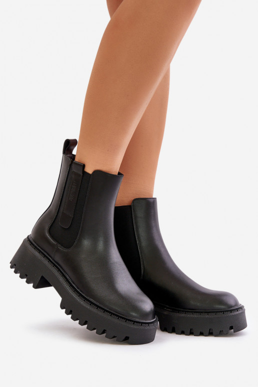 Āda siltināti stilīgi puszābaki Sieviešu Big Star OO274A386 melnas krāsas Āda siltināti stilīgi puszābaki Sieviešu Big Star OO274A386 melnas krāsas