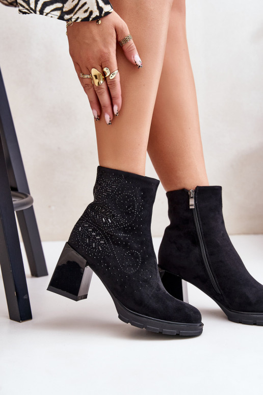 siltināti Sieviešu puszābaki Ar Dekorāciju D&A MR880-130 melnas krāsas siltināti Sieviešu puszābaki Ar Dekorāciju D&A MR880-130 melnas krāsas