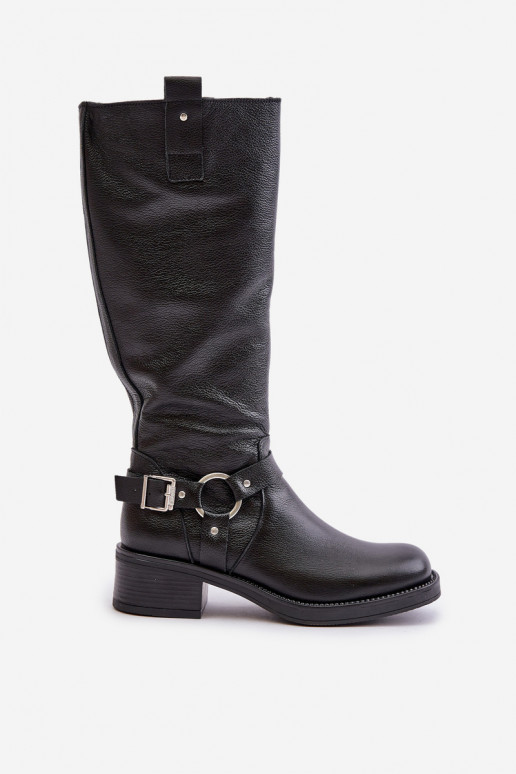 Zazoo 70141 Āda sieviešu garie zābaki Pirms ceļgala melnas krāsas Zazoo 70141 Āda sieviešu garie zābaki Pirms ceļgala melnas krāsas