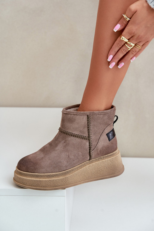 Āda zamšādas sniega apavi Sieviešu puszābaki ar platformu I Koturnie Tā irciejka 06769-02 tumši brūnas krāsas Āda zamšādas sniega apavi Sieviešu puszābaki ar platformu I Koturnie Tā irciejka 06769-02 tumši brūnas krāsas