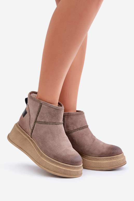 Āda zamšādas sniega apavi Sieviešu puszābaki ar platformu I Koturnie Tā irciejka 06769-02 tumši brūnas krāsas Āda zamšādas sniega apavi Sieviešu puszābaki ar platformu I Koturnie Tā irciejka 06769-02 tumši brūnas krāsas