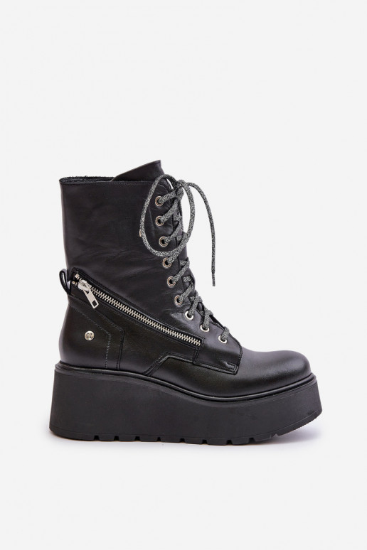 Āda zābaki ar platformu I Koturnie Tā irciejka 06676-01 melnas krāsas Āda zābaki ar platformu I Koturnie Tā irciejka 06676-01 melnas krāsas