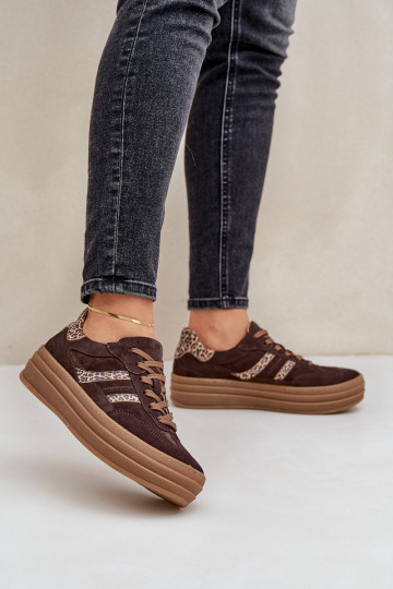 Zazoo N1176 zamšādas Sneakers modeļa apavi ar platformu ar leoparda kažokādas rakstu CzekoladoIne 2