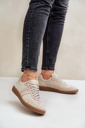 Zazoo N1068 zamšādas Zems Sneakers modeļa apavi Sieviešu smilšu krāsas