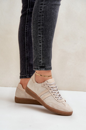 Zazoo N1068 zamšādas Zems Sneakers modeļa apavi Sieviešu smilšu krāsas 2