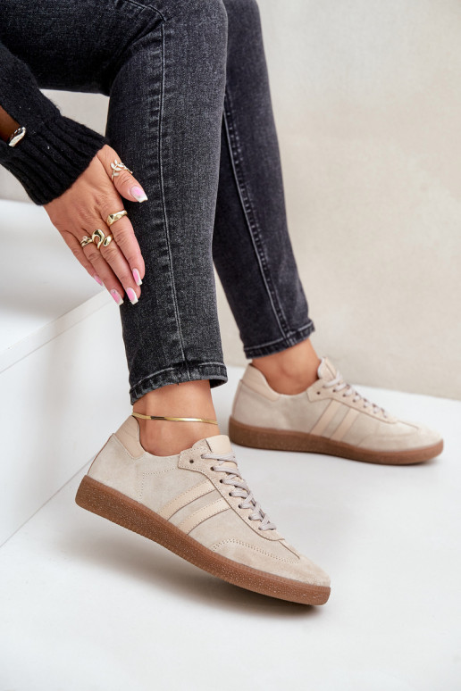 Zazoo N1068 zamšādas Zems Sneakers modeļa apavi Sieviešu smilšu krāsas Zazoo N1068 zamšādas Zems Sneakers modeļa apavi Sieviešu smilšu krāsas