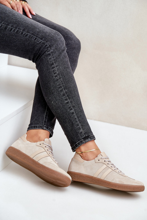 Zazoo N1068 zamšādas Zems Sneakers modeļa apavi Sieviešu smilšu krāsas Zazoo N1068 zamšādas Zems Sneakers modeļa apavi Sieviešu smilšu krāsas