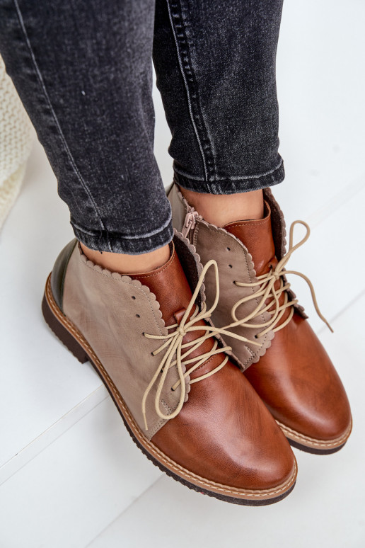 Āda Sieviešu puszābaki ar platiem papēžiem brūnas krāsas Zazoo 4078