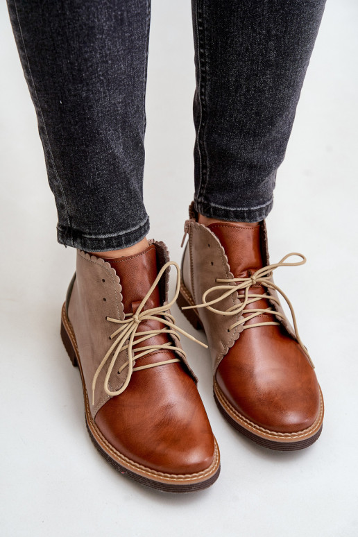 Āda Sieviešu puszābaki ar platiem papēžiem brūnas krāsas Zazoo 4078