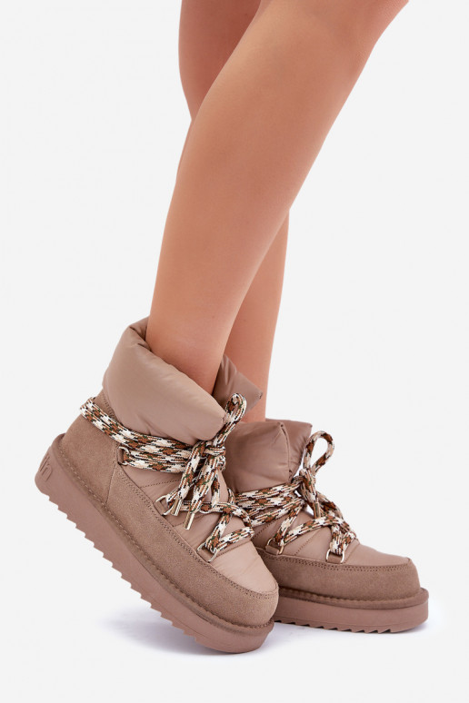 zamšādas sniega apavi SieviešuGrubym Šņorēšanam D.Franklin DFSH375003 Brūnas krāsas zamšādas sniega apavi SieviešuGrubym Šņorēšanam D.Franklin DFSH375003 Brūnas krāsas