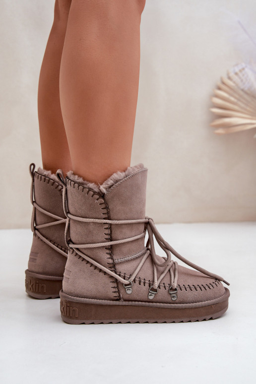 sniega apavi SieviešuIeslēgtsturalnego zamšādasu D.Franklin DFSH375004 Brūnas krāsas sniega apavi SieviešuIeslēgtsturalnego zamšādasu D.Franklin DFSH375004 Brūnas krāsas