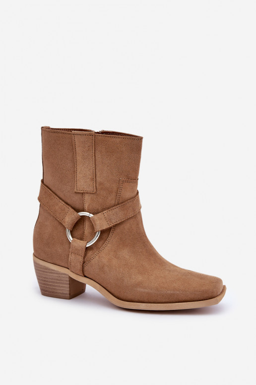 Sieviešu puszābakiIeslēgtsturalnego zamšādasu ar papēdi Zazoo 3444/2 smilšu krāsas