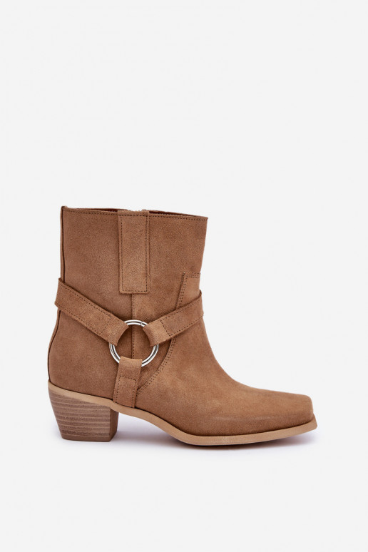 Sieviešu puszābakiIeslēgtsturalnego zamšādasu ar papēdi Zazoo 3444/2 smilšu krāsas