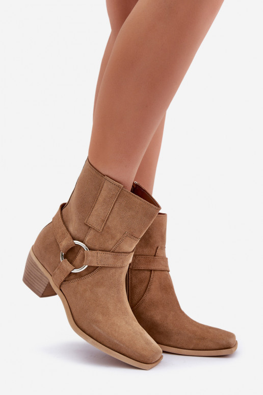 Sieviešu puszābakiIeslēgtsturalnego zamšādasu ar papēdi Zazoo 3444/2 smilšu krāsas