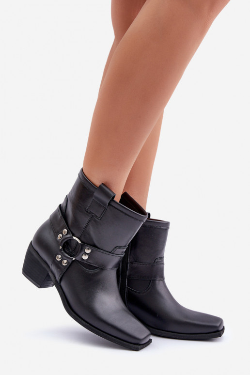 Sieviešu puszābakiIeslēgtsturalnej Skóry ar papēdi Zazoo 3444/2 melnas krāsas Sieviešu puszābakiIeslēgtsturalnej Skóry ar papēdi Zazoo 3444/2 melnas krāsas