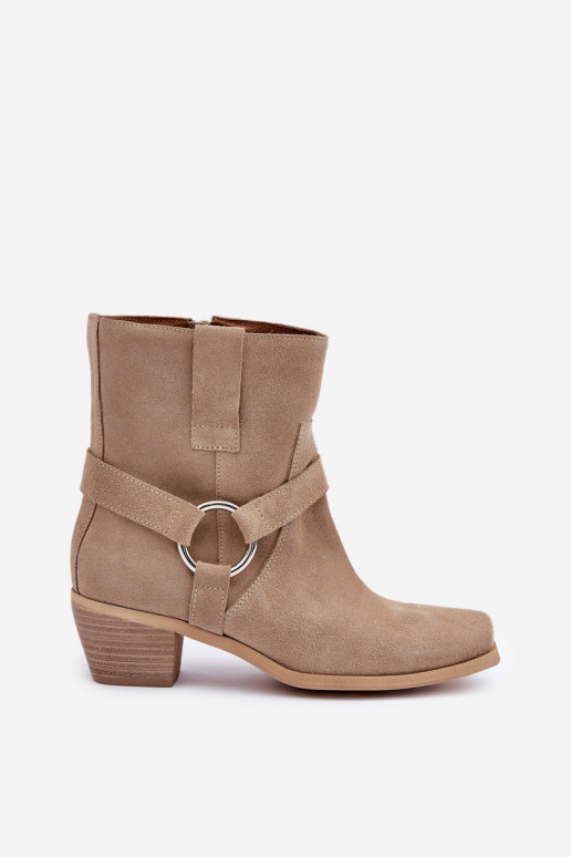 Sieviešu puszābakiIeslēgtsturalnego zamšādasu ar papēdi Zazoo 3444/2 Ziloņkaula krāsas