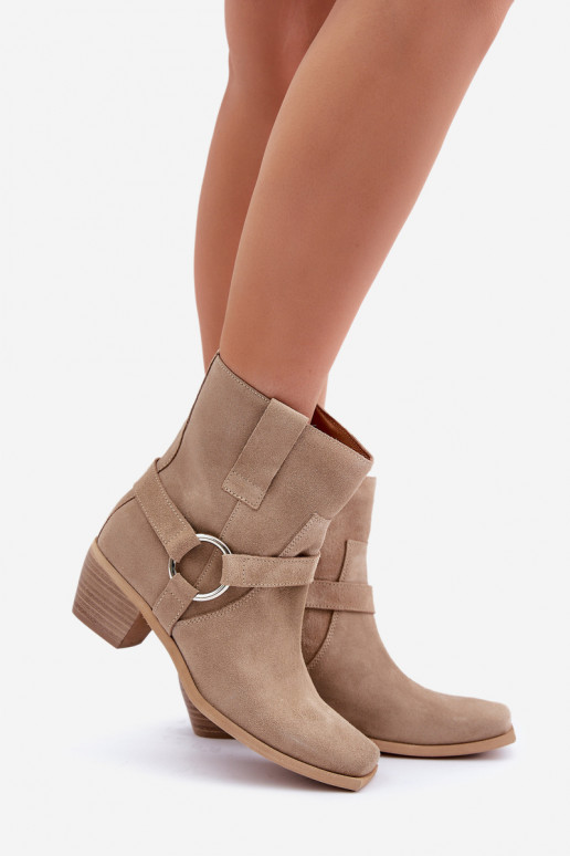 Sieviešu puszābakiIeslēgtsturalnego zamšādasu ar papēdi Zazoo 3444/2 Ziloņkaula krāsas