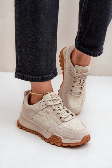 Āda Sneakers modeļa apavi Sieviešu Big Star OO274A315 Hi-Poly System smilšu krāsas