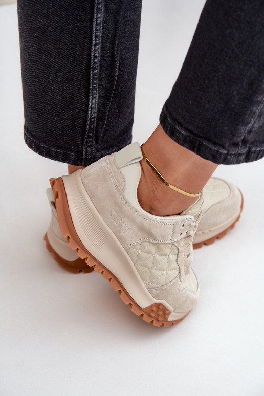 Āda Sneakers modeļa apavi Sieviešu Big Star OO274A315 Hi-Poly System smilšu krāsas Āda Sneakers modeļa apavi Sieviešu Big Star OO274A315 Hi-Poly System smilšu krāsas