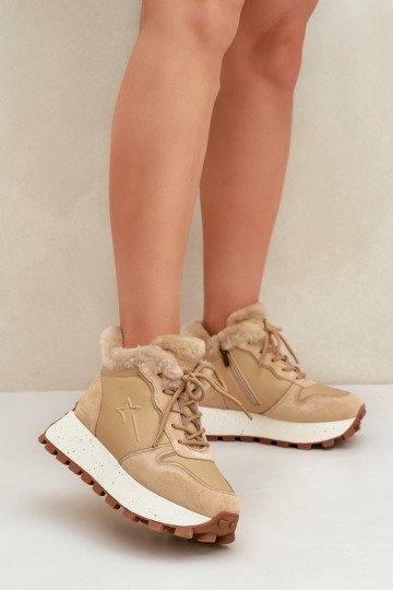 Āda Sneakers modeļa apavi apavi Sieviešu ar kažokādu ar platformu Big Star OO274A330 smilšu krāsas 2