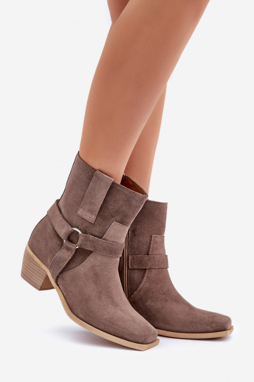 Sieviešu puszābakiIeslēgtsturalnego zamšādasu ar papēdi Zazoo 3444/2 brūnas krāsas