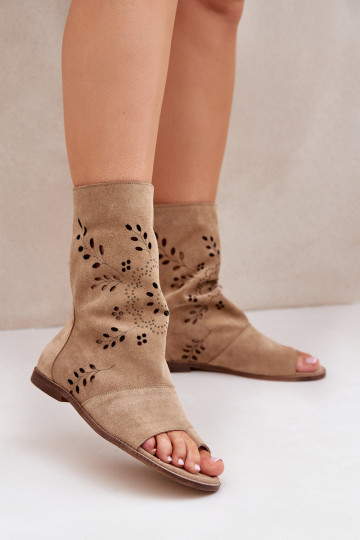 Zazoo 3437 Sieviešu Zamšādas basenes ar stulmu Uz pili smilšu krāsas