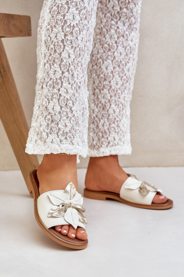 Čības ar ornamentiem Dabīgas ādas Zazoo 3667 baltas krāsas 2