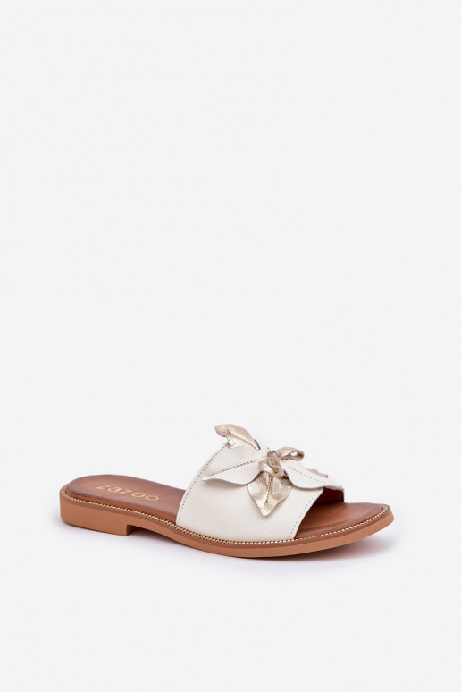 Čības ar ornamentiem Dabīgas ādas Zazoo 3667 baltas krāsas