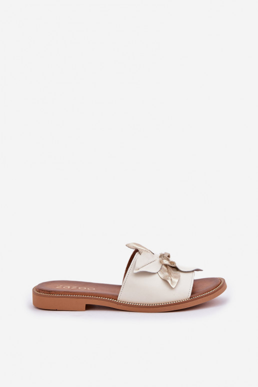 Čības ar ornamentiem Dabīgas ādas Zazoo 3667 baltas krāsas