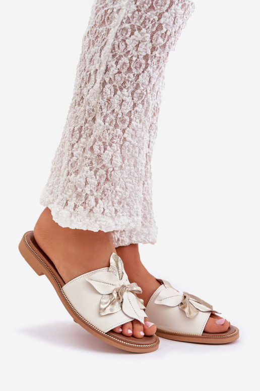 Čības ar ornamentiem Dabīgas ādas Zazoo 3667 baltas krāsas