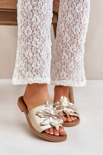 Čības ar ornamentiem Dabīgas ādas Zazoo 3667 Zelta krāsas