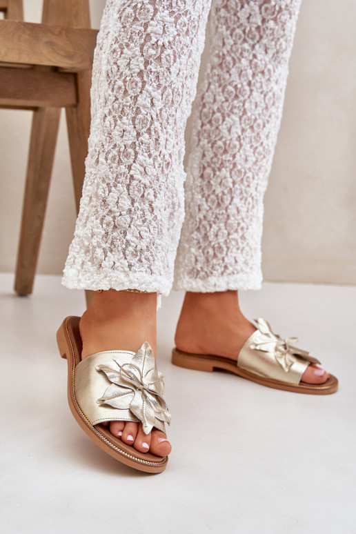 Čības ar ornamentiem Dabīgas ādas Zazoo 3667 Zelta krāsas